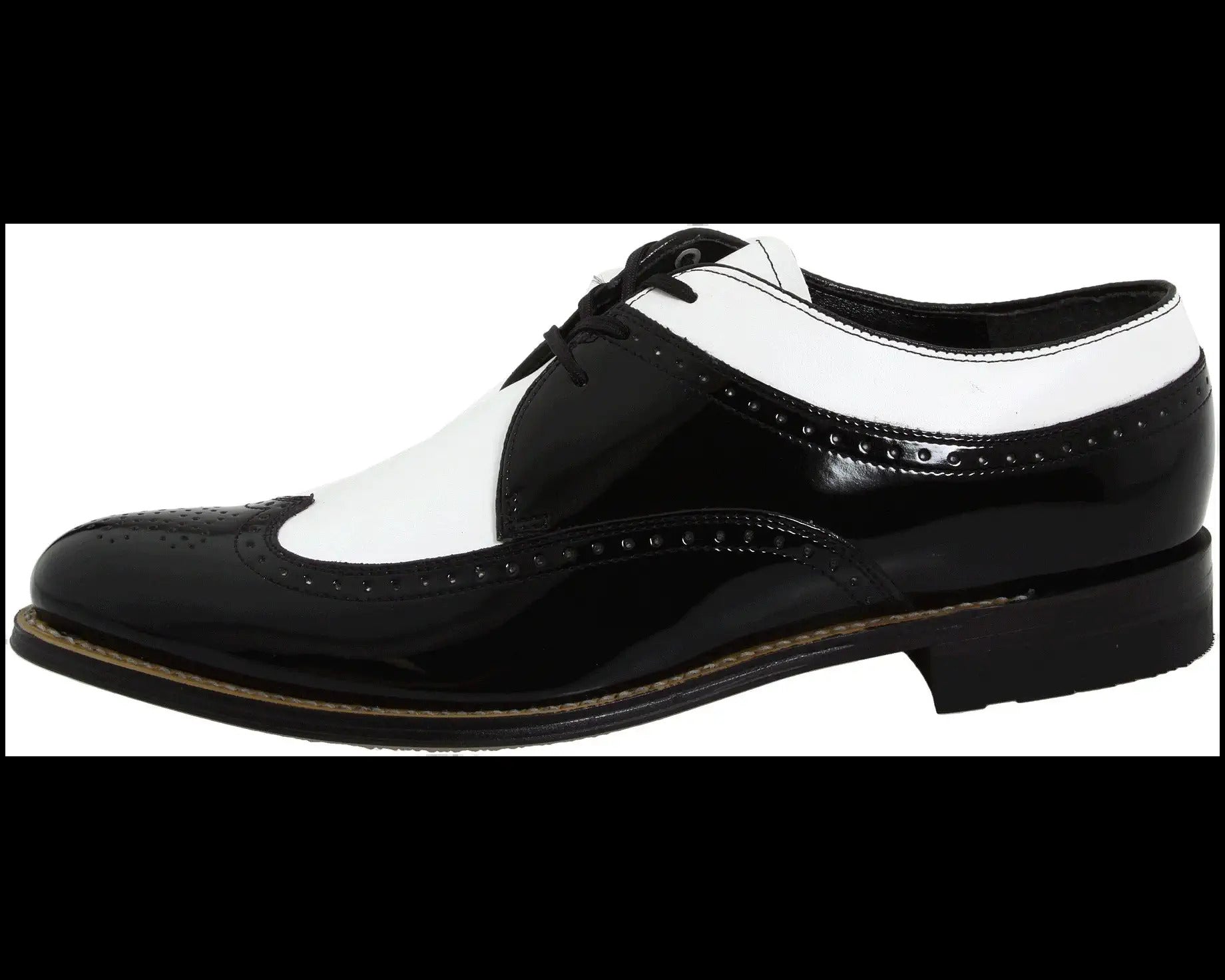 Mens 1920s Gangster Wingtip Dress Shoes - Black and White - 6