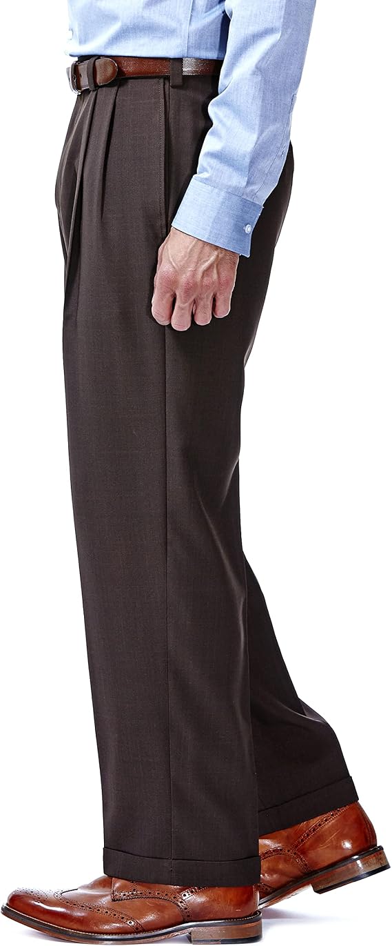 Mens E-Clo Repreve Classic Fit Pleat Front Dress Pant with Hidden Expandable Waistband - dress size pants : 28 Unfinished bottom