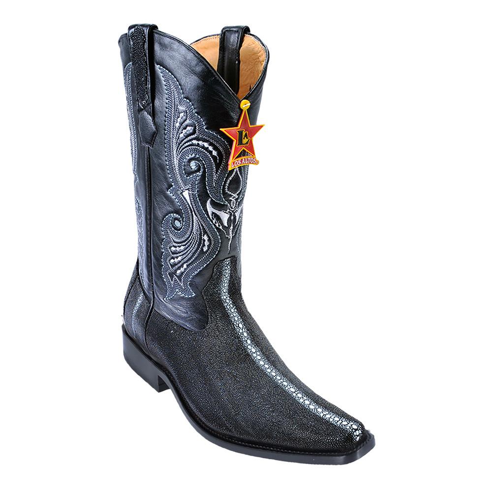 Los Altos Stingray Row-Stone Black Cowboy Boots - 8