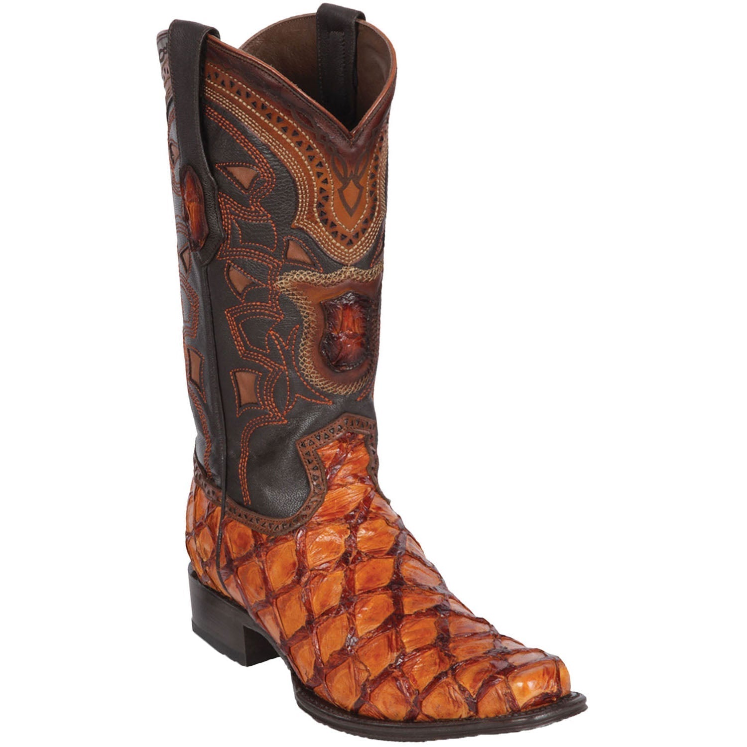 Men's Monster Fish European Square Toe Boots - Black
