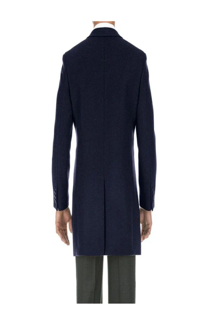 Navy Fall/Winter Essential Slim Fit Overcoat Wool Blend