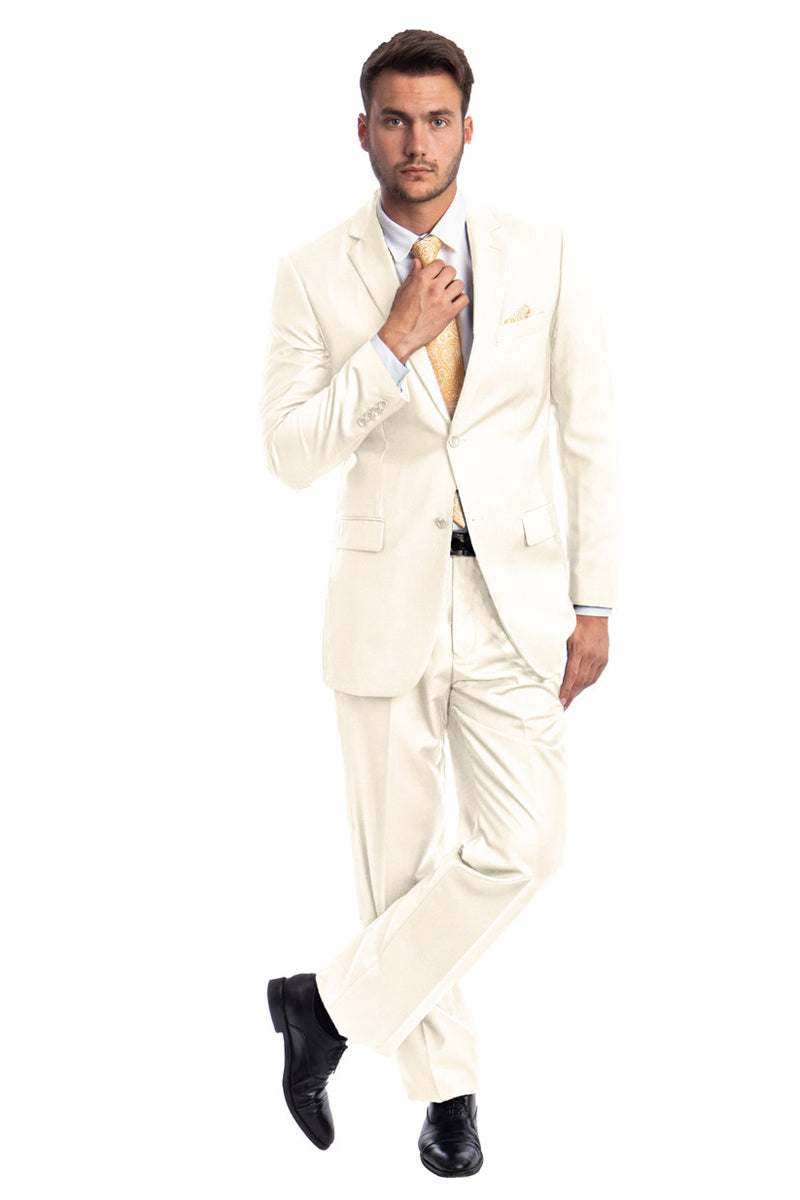 "Modern Fit Men's Business Suit - Two Button Style in Off White" - 34 Short