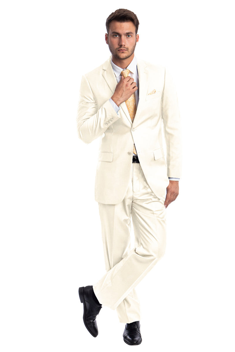 "Modern Fit Men's Business Suit - Two Button Style in Off White"