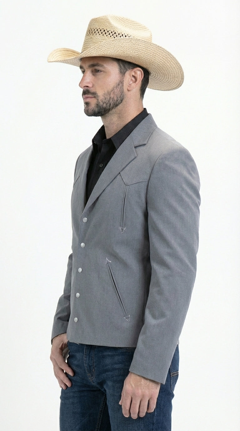 Mens Gray Western Blazer Set – Cowboy Style Jacket and Pants Outfit Classic Country Western Suit - 36 Short
