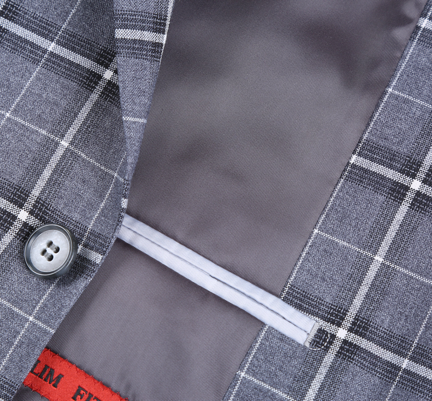 293-14 Men's Classic Fit Single Breasted Grey & White Check Suits - 38Lx32W