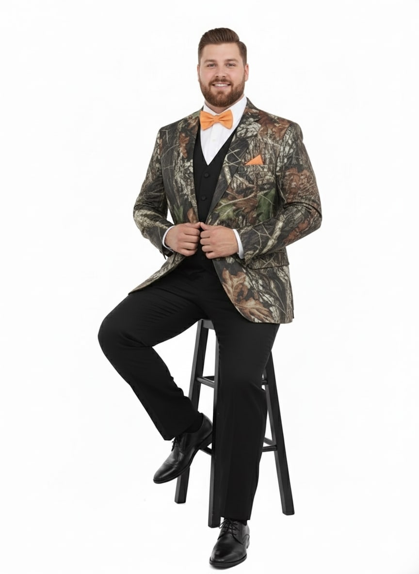 Mens Camo Sport Jacket - Camouflage Blazer - Camo Sport Coat in Green and Brown Color - 36 Short