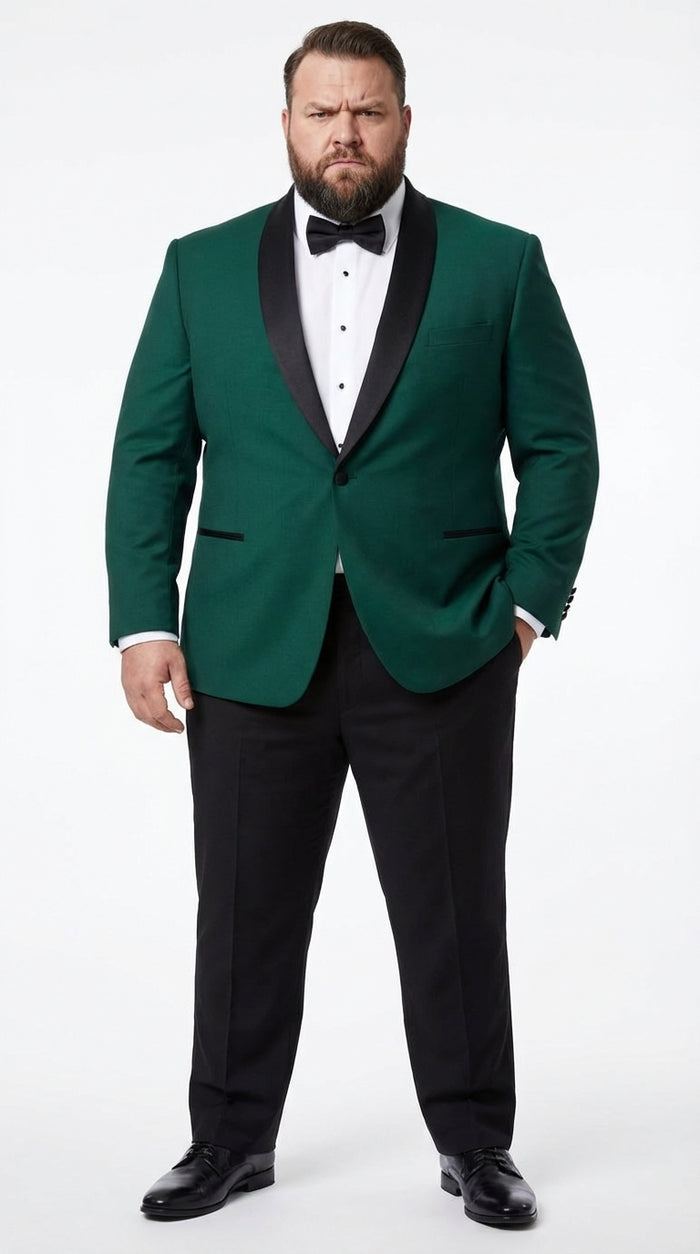 Mens Emerald Green Tuxedo Jacket with Black Satin Shawl Lapel | Prom Dinner Blazer