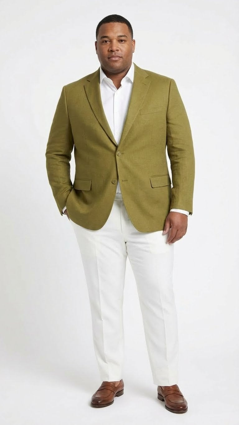 Menâ€™s Olive Green Blazer Sport Coat â€“ Linen Fabric Summer in pistachio sage green - 36 Short