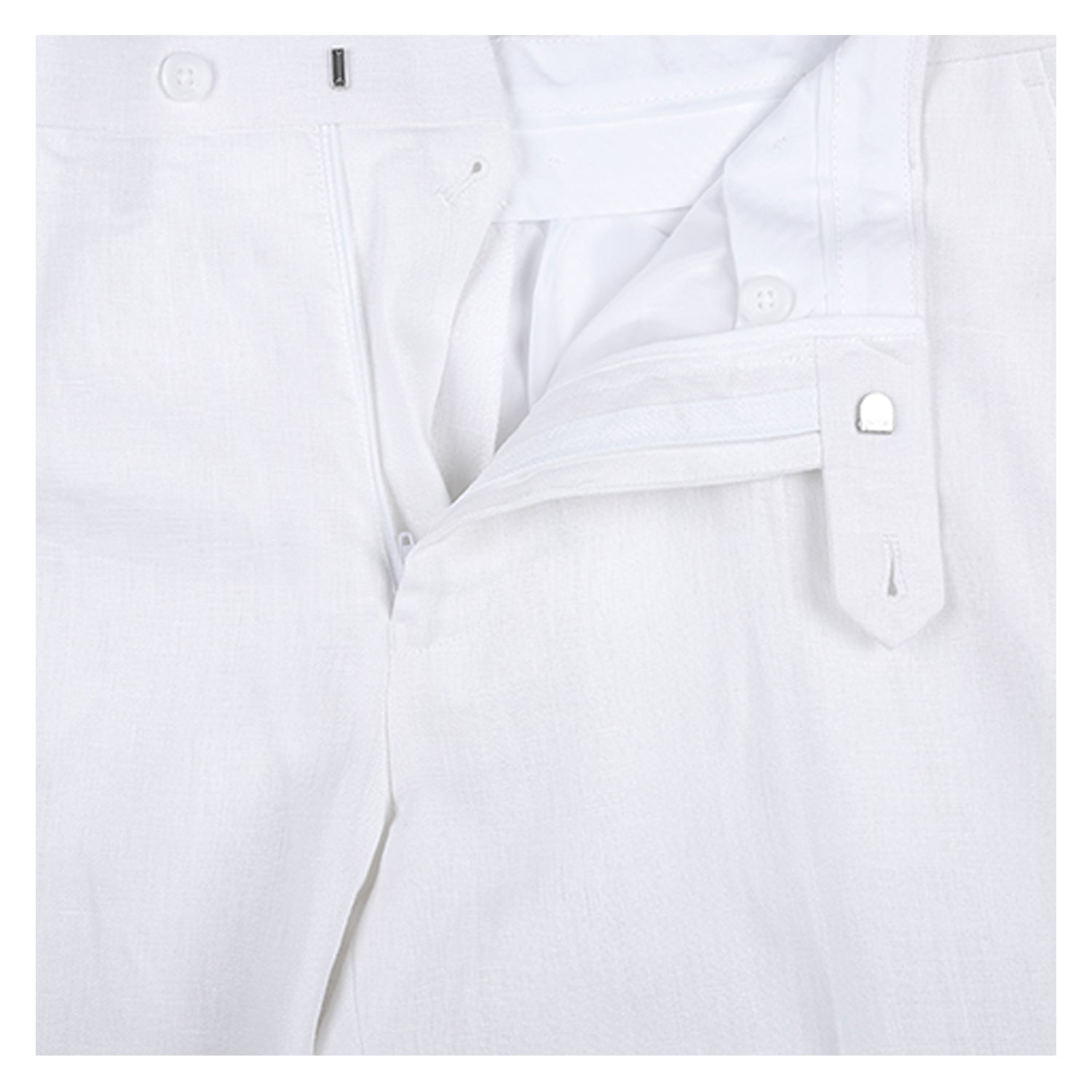 601-20 Men's Notch Lapels White Solid Linen Suits - 38Lx32W