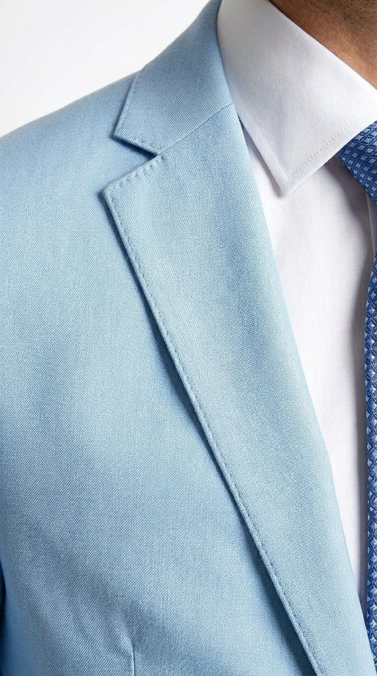 Men’s Light Blue Suit with Shorts – Casual Summer Blazer and Shorts Set for Wedding, Party and Smart Casual Wear - 36 Short