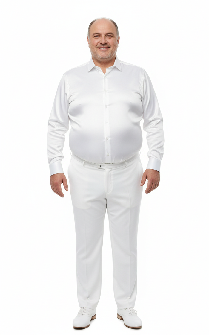 Mens White Satin Dress Shirt Classic Long Sleeve Formal Shirt for Weddings, Parties, and Business Wear