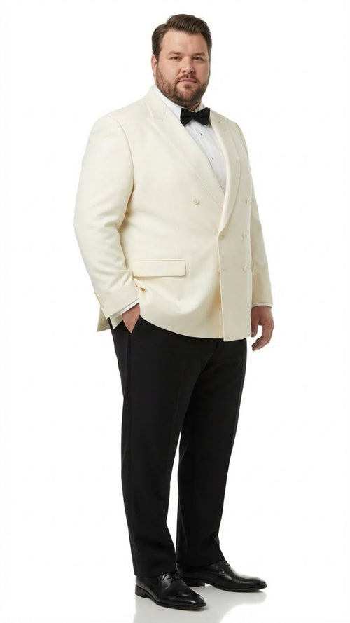 Mens Ivory Double-Breasted Shawl Lapel Tuxedo Jacket | Premium Formal Dinner Jacket for Weddings and Black-Tie Events