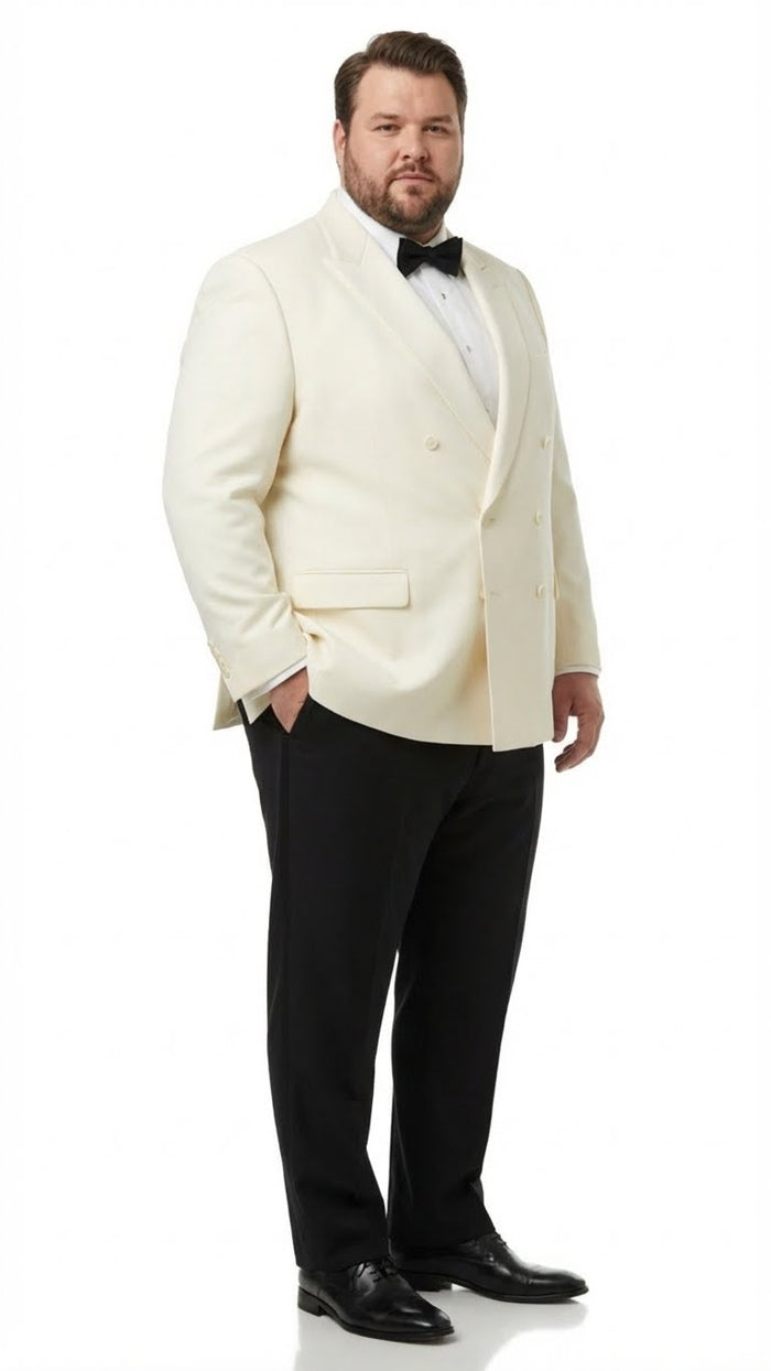 Mens Ivory Double-Breasted Shawl Lapel Tuxedo Jacket | Premium Formal Dinner Jacket for Weddings and Black-Tie Events