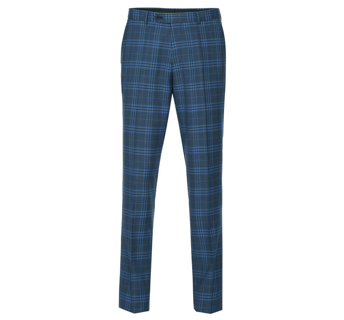 293-4 Men's 2-Piece Slim Fit Notch Lapel Stretch Windowpane Suit