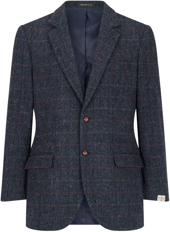 Walker and Hawkes Harris Tweed Blakemore Blazer for Men - Hand-Woven Wool Tweed Jacket with Polyester Lining, Regular Fit - 36 Short