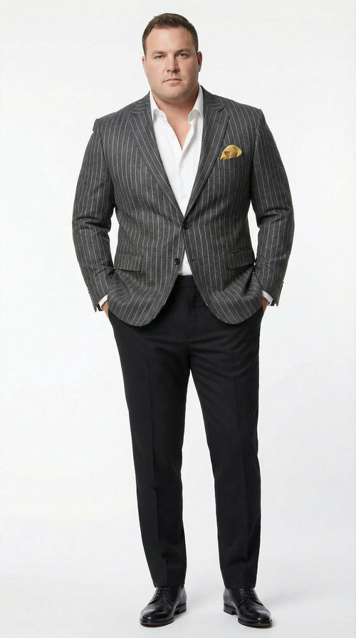 Mens Charcoal Pinstripe Blazer Classic Tailored Formal Jacket for Business, Office and Evening Wear