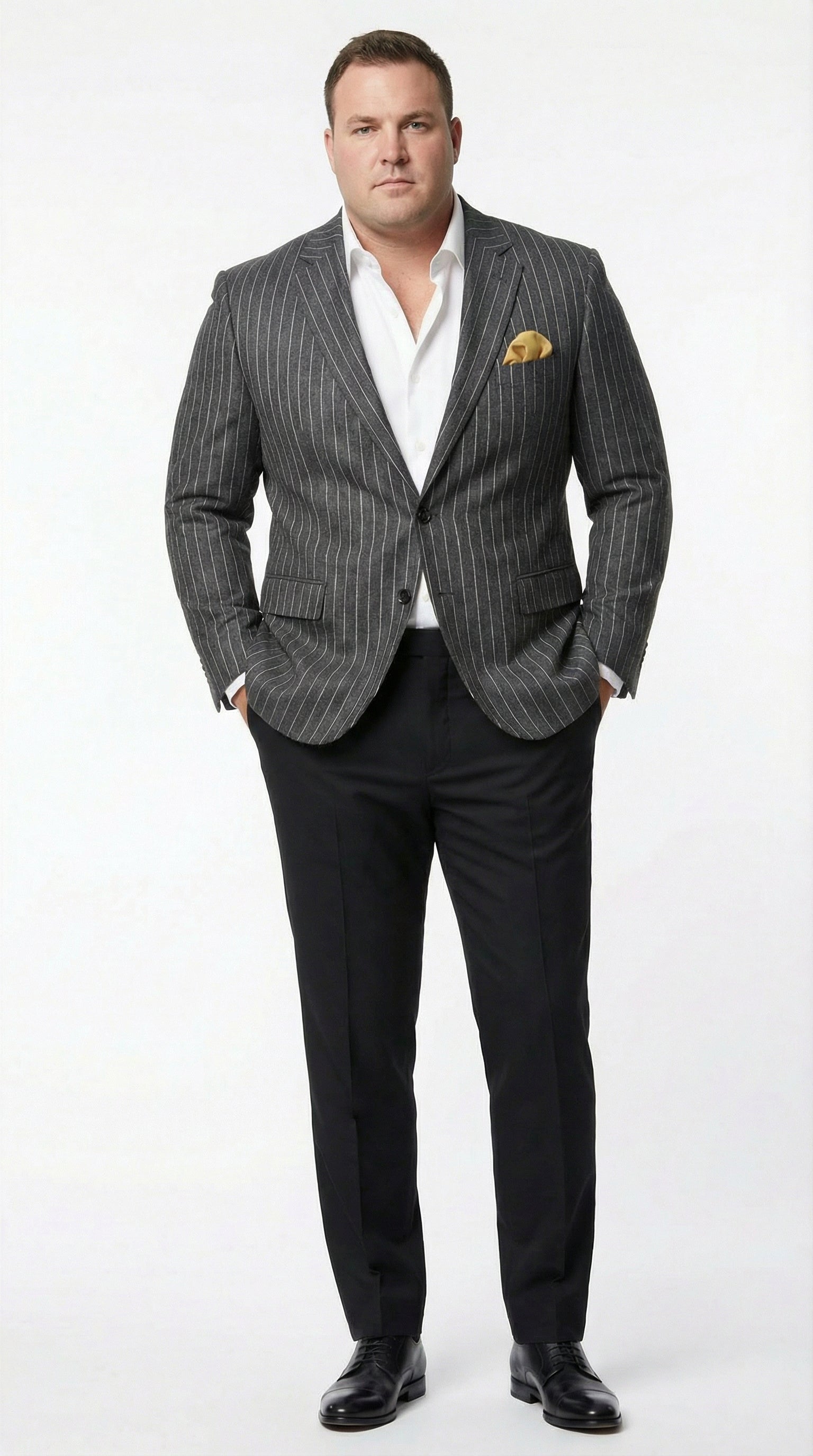 Mens Charcoal Pinstripe Blazer Classic Tailored Formal Jacket for Business, Office and Evening Wear