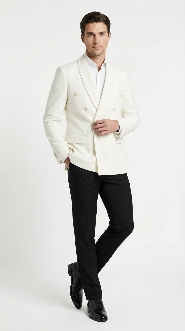 Mens Ivory Dinner Jacket Blazer – Elegant Ivory Cream Off White Formal Blazer Wedding Tuxedo Jacket Evening Wear - 36 Short
