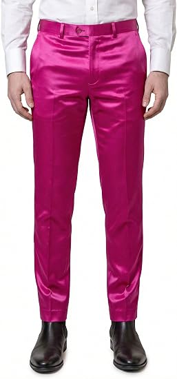 Mens Solid Color Shiny Satin Dress Pants 6VP1010