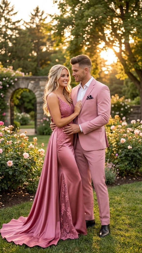 Vitali Brand Modern Fit Mens Light Pink Formal Suit - Blush Color