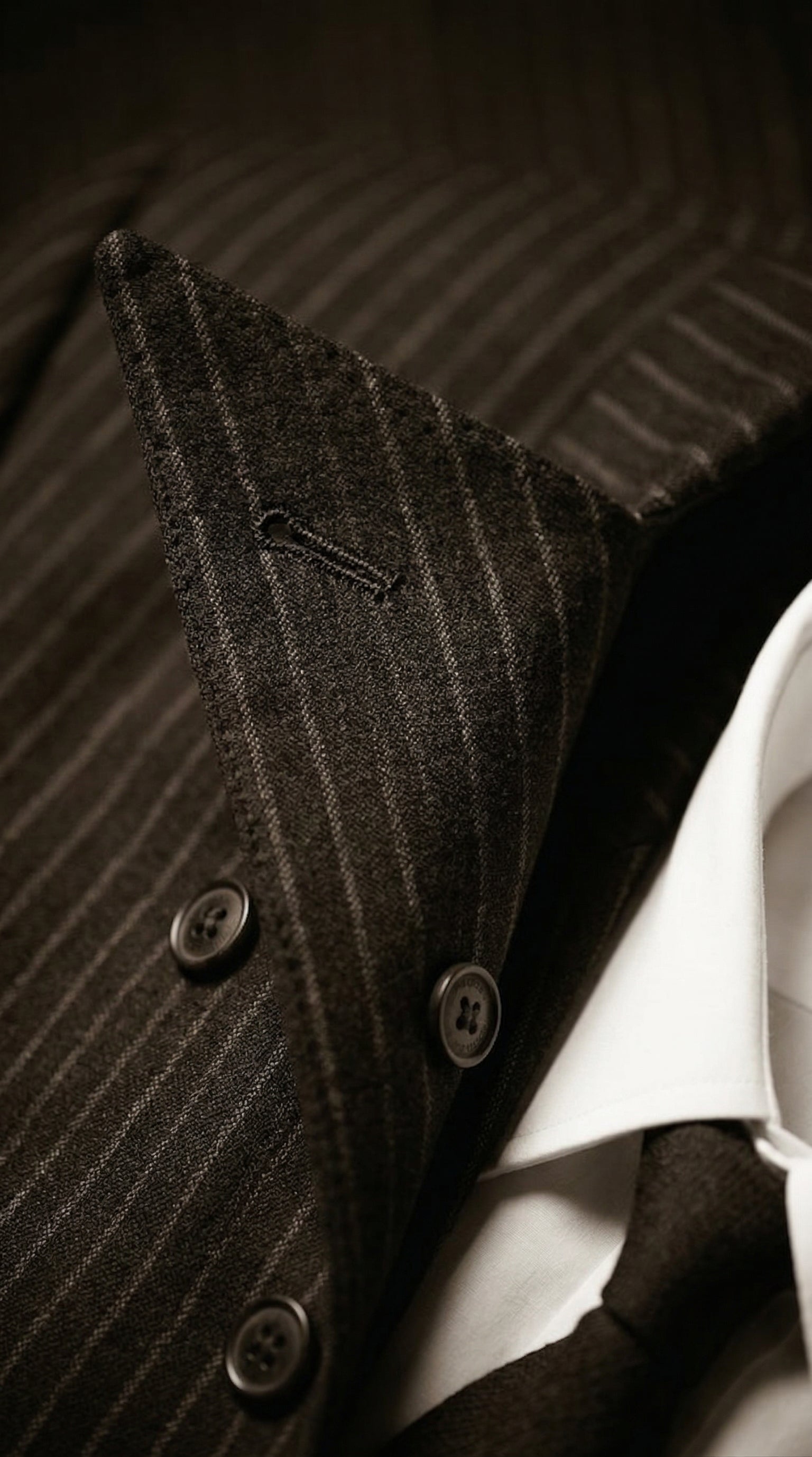 Men’s Black Pinstripe Blazer with White Pants 1920s Gangster Mob Boss Style Suit – Double Breasted Vintage Formal Jacket, Classic Party Costume Wear - Black