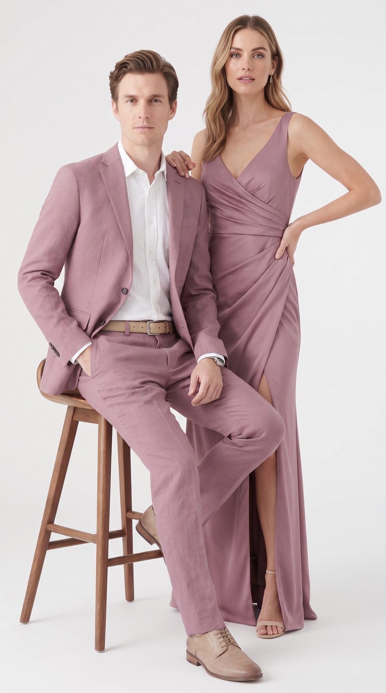 Men’s Mauve 2-Piece Suit – Two-Button Wedding, Prom and Business Suit