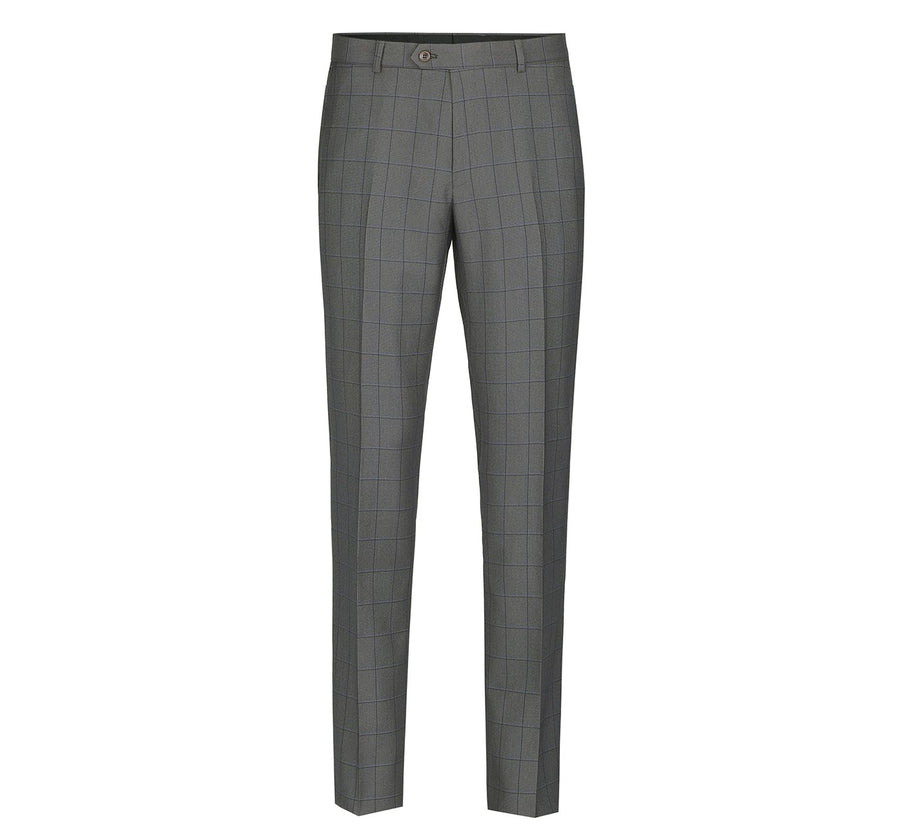 "Grey Windowpane Plaid Men's Two Button Classic Fit Suit"