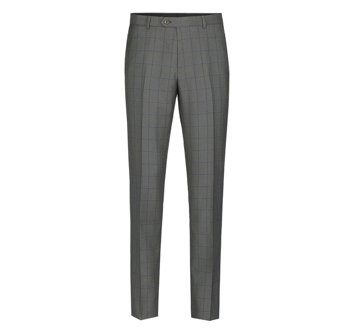 "Grey Windowpane Plaid Men's Two Button Classic Fit Suit"