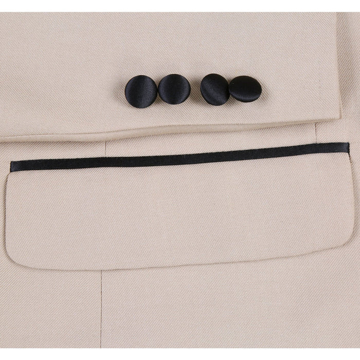 "Tan Slim Fit Shawl Collar Tuxedo - Traditional Men's Style"