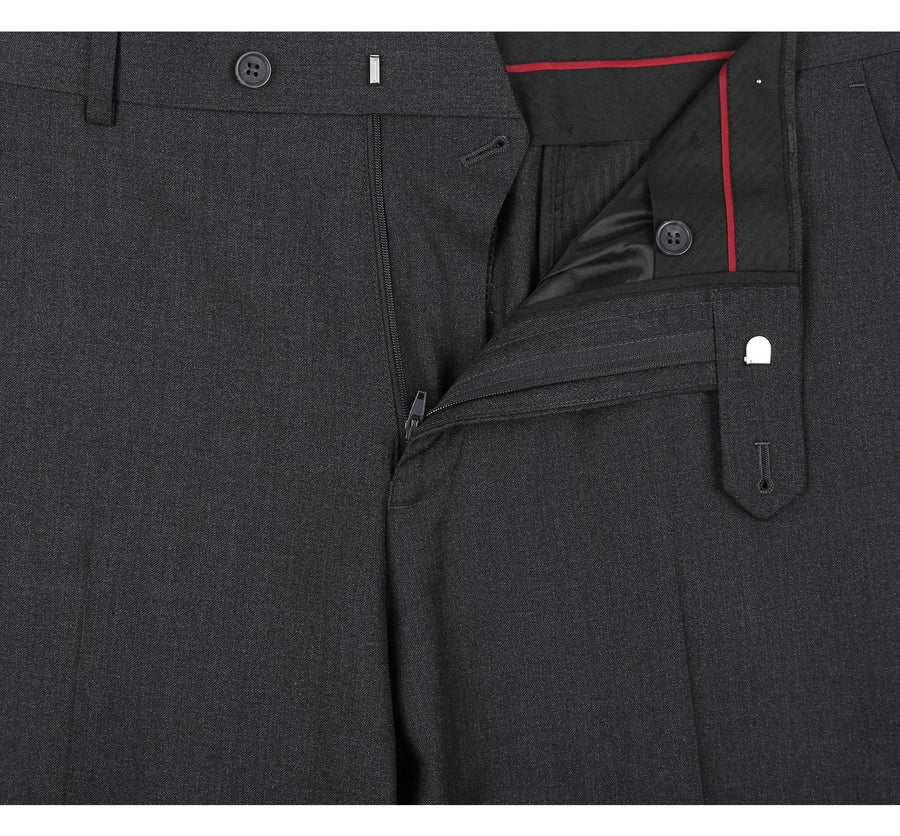 "Dark Grey Men's Extra Long Two-Button Basic Suit" - 42X Long