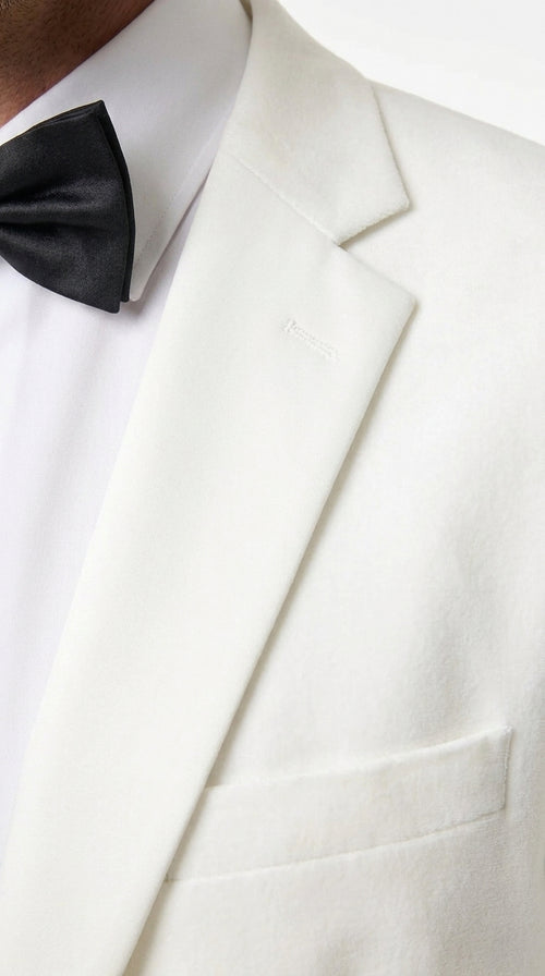 Men’s White Tuxedo Jacket – Two-Button Formal Dinner Blazer for Weddings, Prom and Events