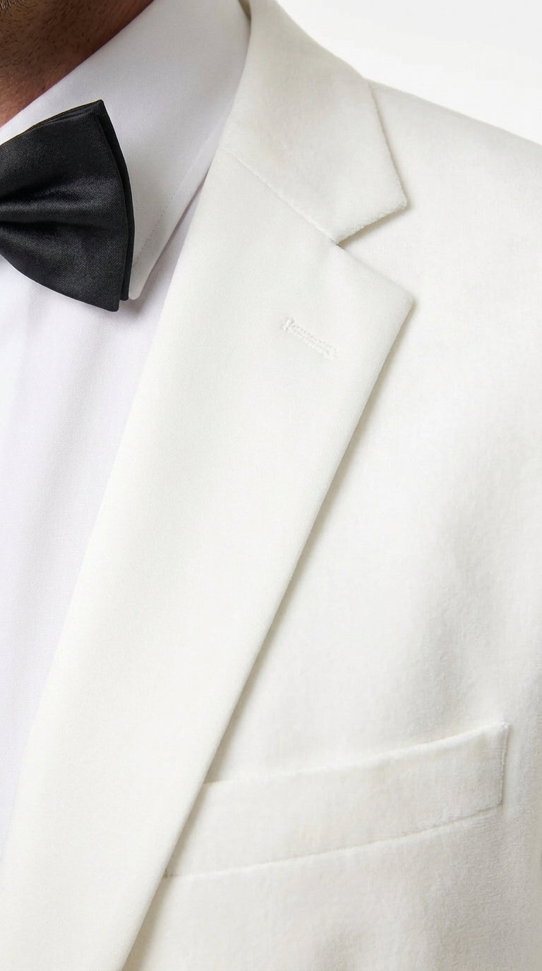 Men’s White Tuxedo Jacket – Two-Button Formal Dinner Blazer for Weddings, Prom and Events