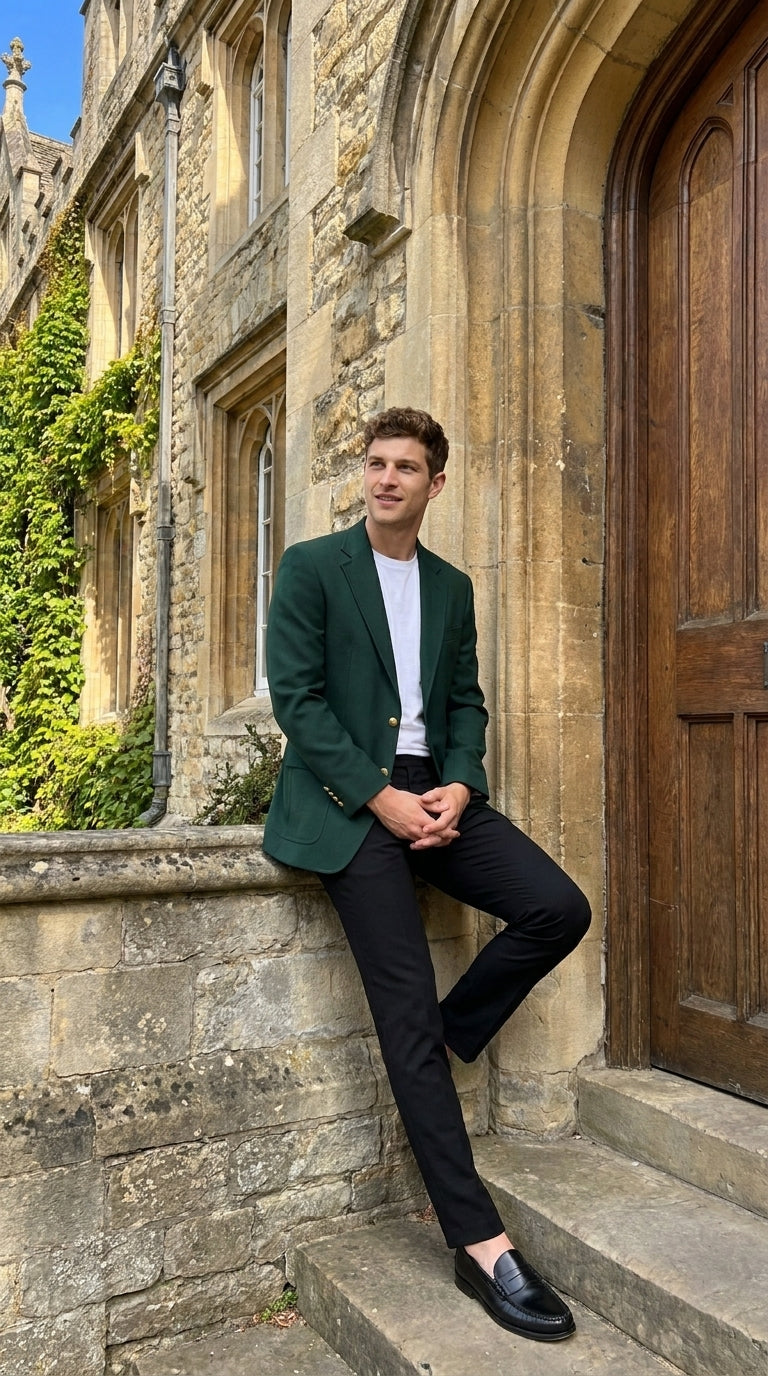 Men’s Hunter Green Blazer with Black Pants –, Church, Business and Formal Outfit dark green color - 36 Short