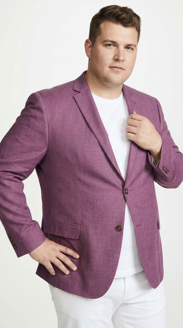 Men’s Berry Mauve Blazer – Classic 2-Button Wedding, Business and Smart-Casual Sport Coat in light purple lavender color - 36 Short