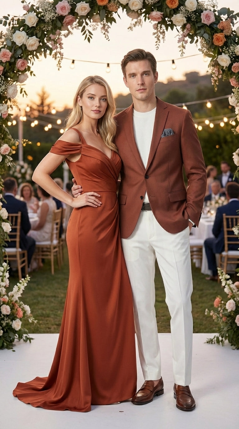 Mens Rustic Brown Light Burnt Orange Copper Blazer – Classic Fit Single Breasted Formal Casual Dress Jacket - 36 Short
