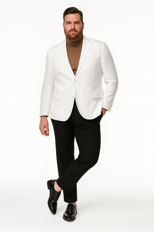 Mens White Linen Blazer Classic Two-Button Lightweight Sport Coat
