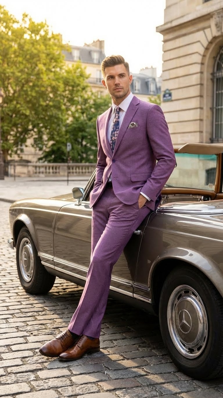 Men’s Light Purple Suit Blazer and Suit Jacket Mauve – Formal Wedding & Party Wear Coat for Business Prom and Church - 34 Short or Extra Small