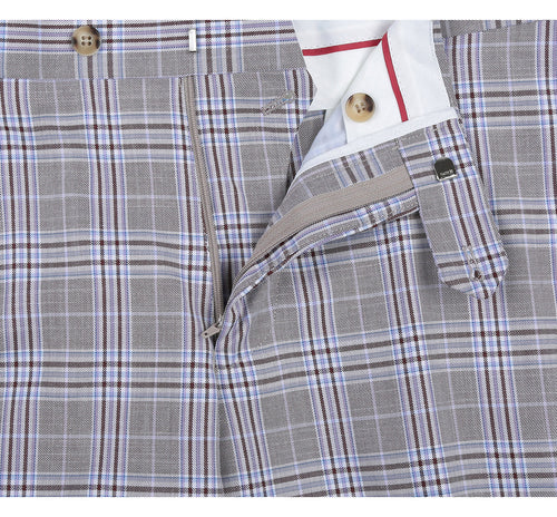 292-7 Men's Slim Fit 2-Piece Single Breasted Check Dress Suit