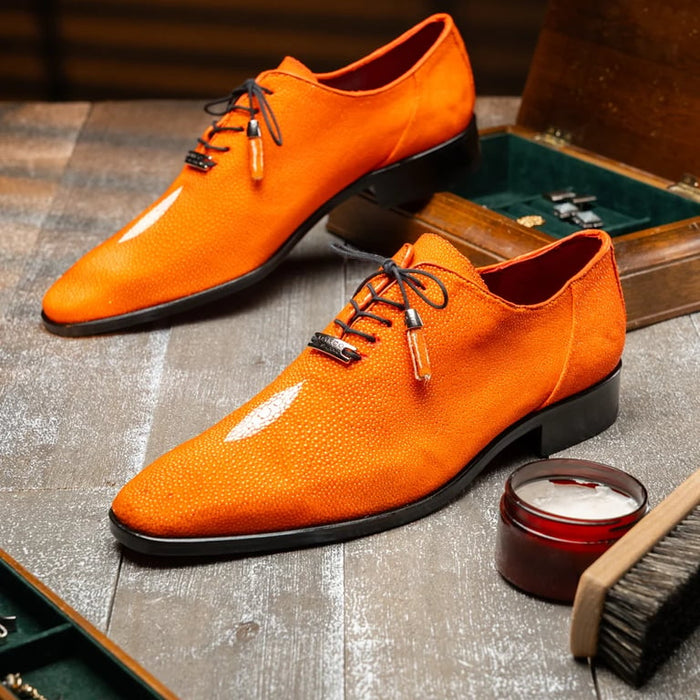 Marco Di Milano Rimini Orange Genuine Stingray Exotic Lace-Up Dress Shoes - view 6