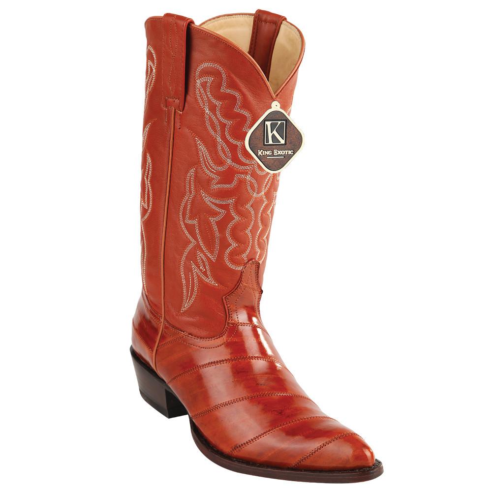 King Exotic Men's Eel Cowboy Boots J Toe - Navy Blue