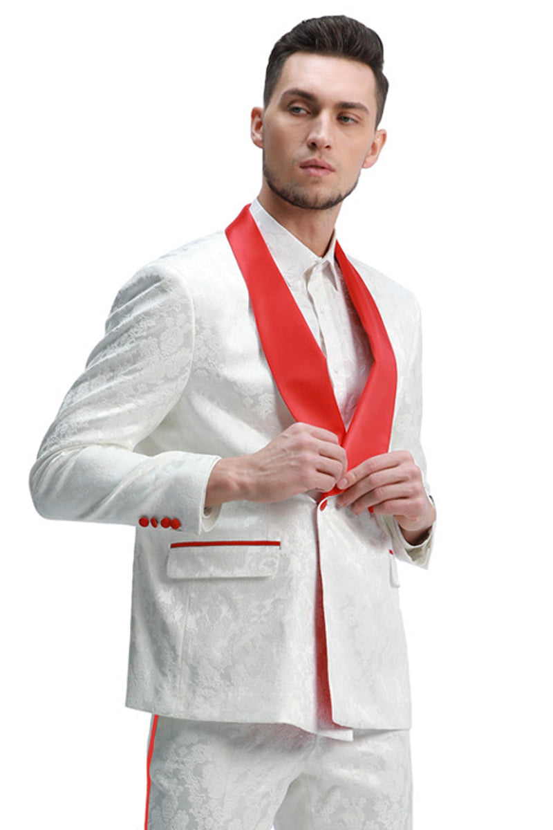 "Men's Slim Fit Paisley Tuxedo - Double Breasted Smoking Jacket for Prom & Wedding"