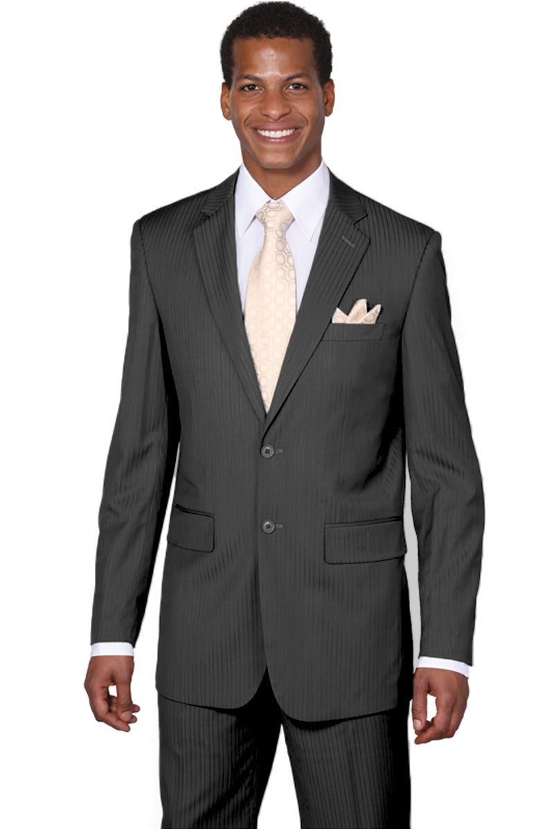 "Modern Fit Men's Business Suit - 2 Button Brown Pinstripe"