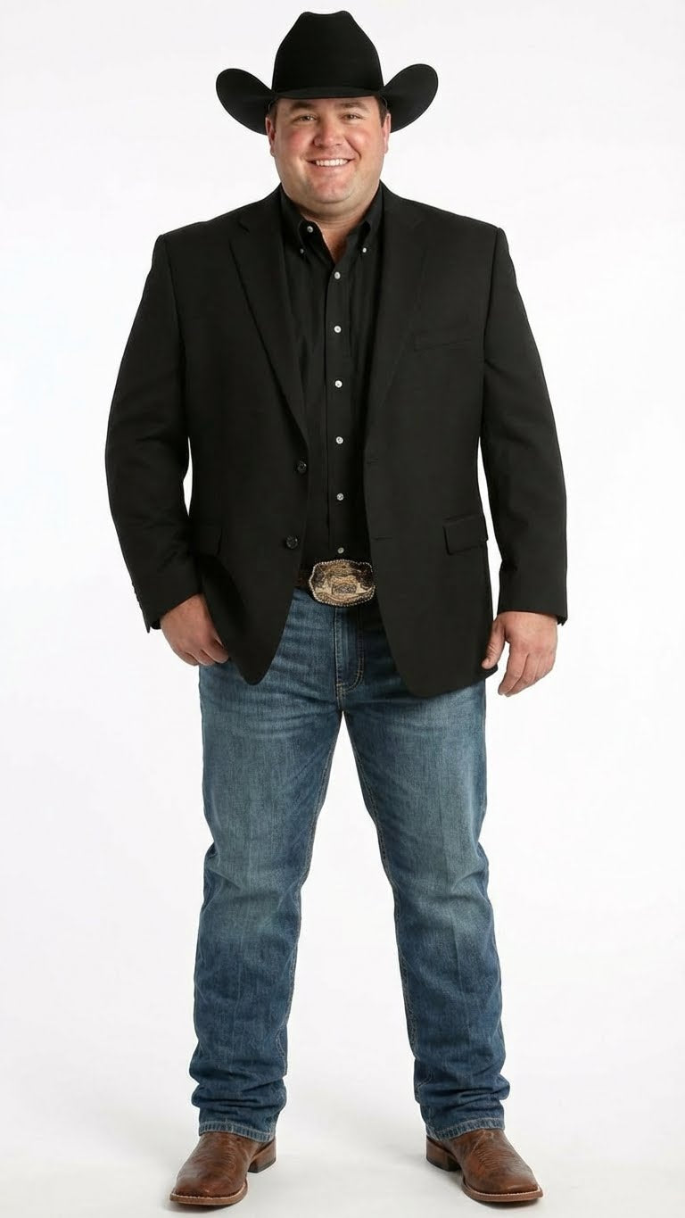 Men’s Black Western Blazer Jacket, Classic Cowboy Style Sport Coat for Casual Formal Wear with Jeans - 36 Short