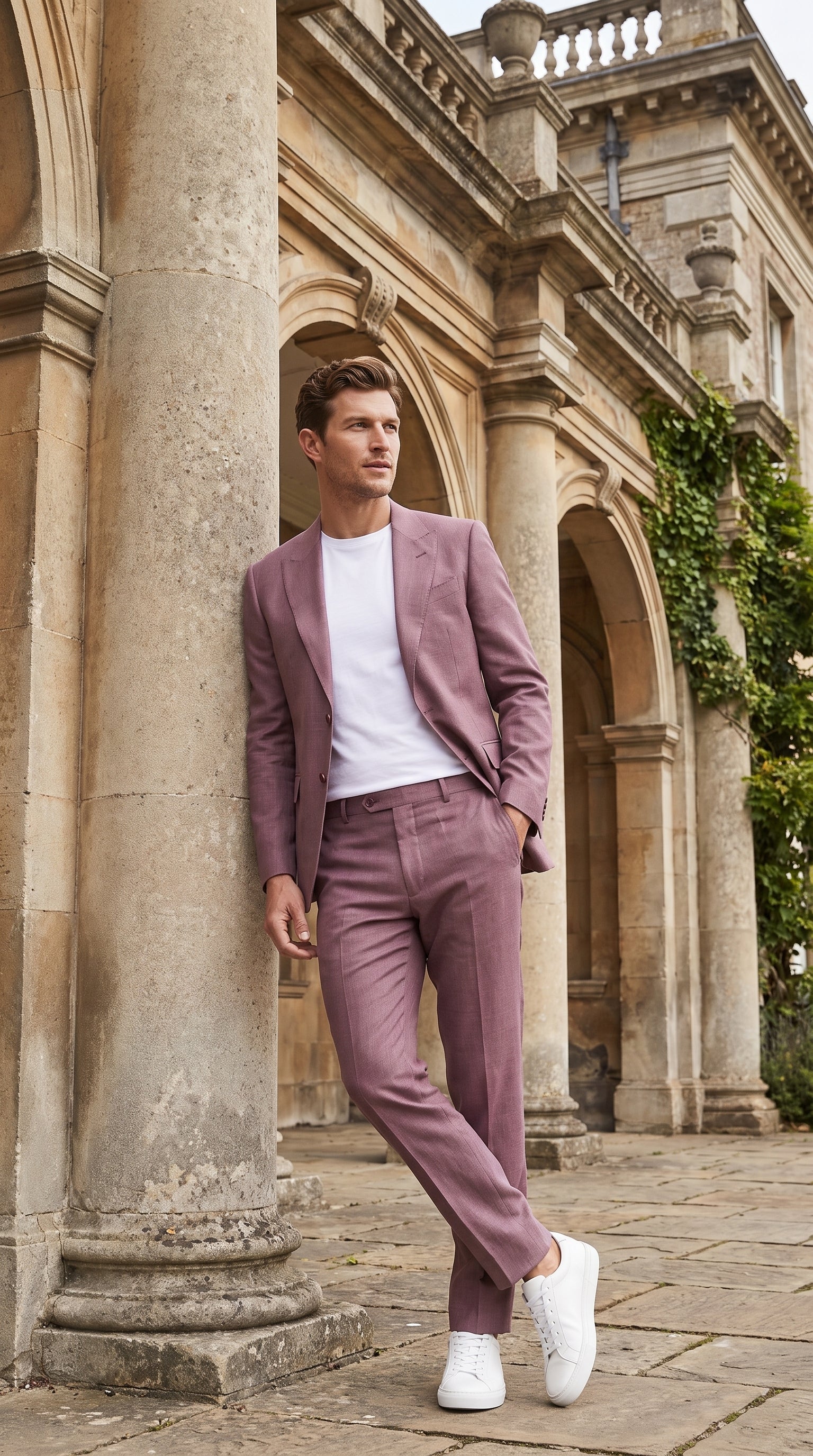 Men’s Mauve 2-Piece Suit – Classic Two-Button Wedding, Prom and Business Suit - 34 Short or Extra Small