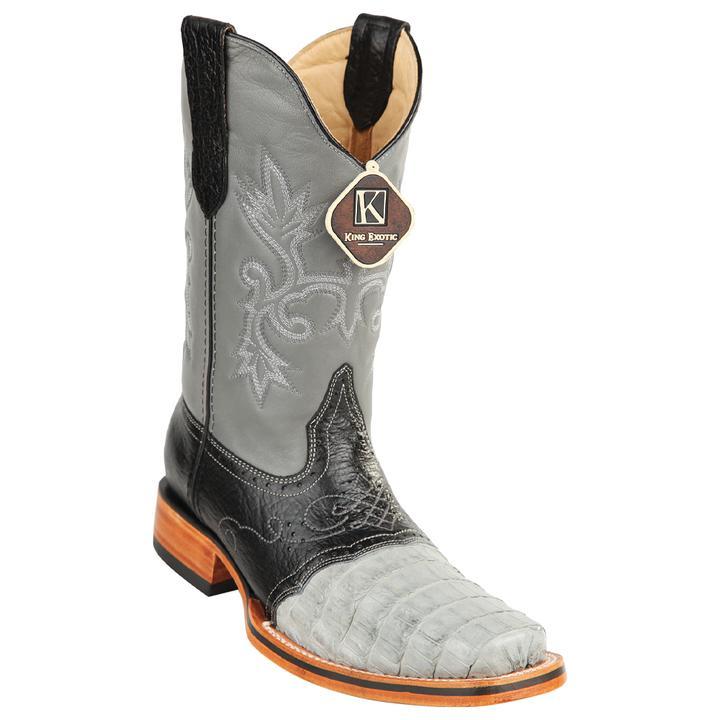 Men's King Exotic Snip Toe Caiman Belly Boots Handcrafted Gray (48178209) - 6