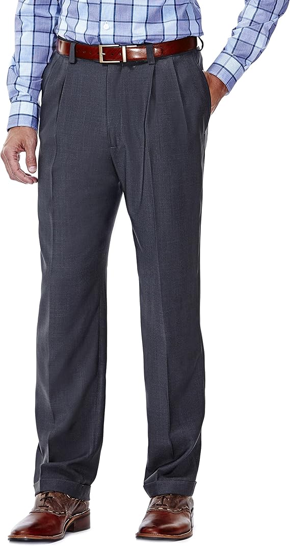 Mens E-Clo Repreve Classic Fit Pleat Front Dress Pant with Hidden Expandable Waistband - dress size pants : 28 Unfinished bottom