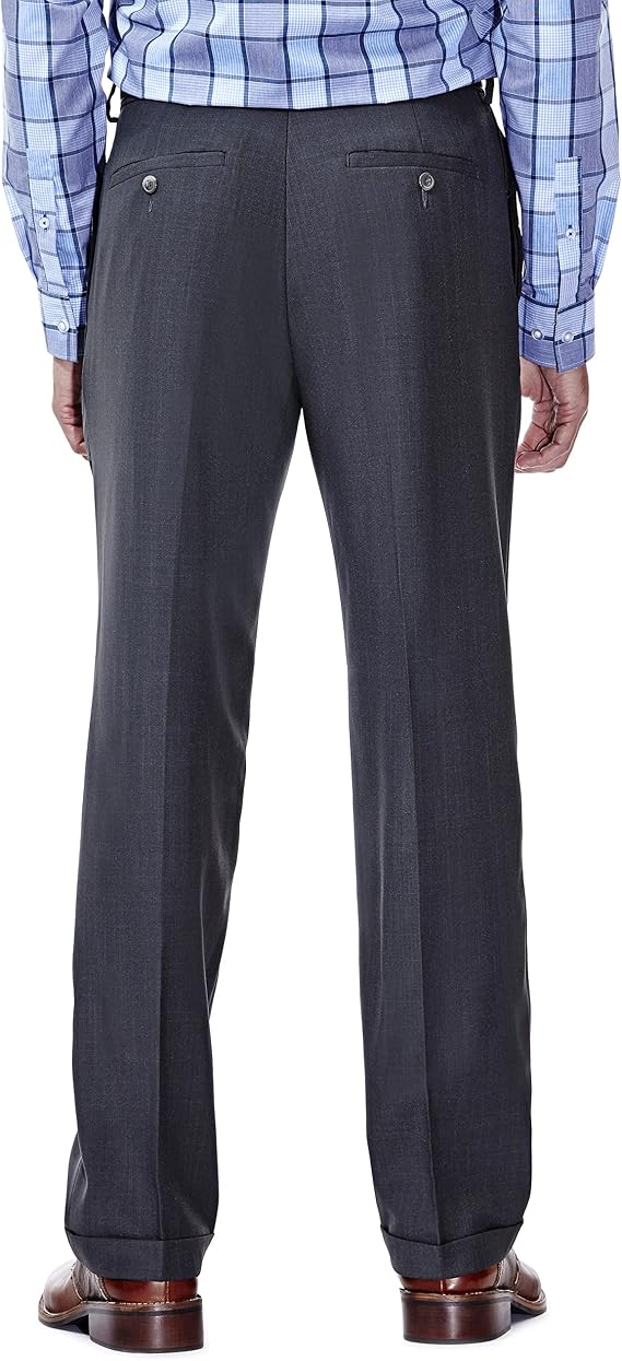 Mens E-Clo Repreve Classic Fit Pleat Front Dress Pant with Hidden Expandable Waistband - dress size pants : 28 Unfinished bottom