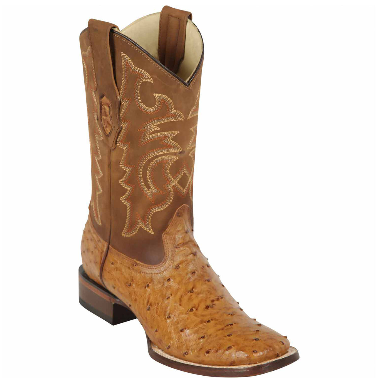 Amber Ostrich Square Toe Boots - EE