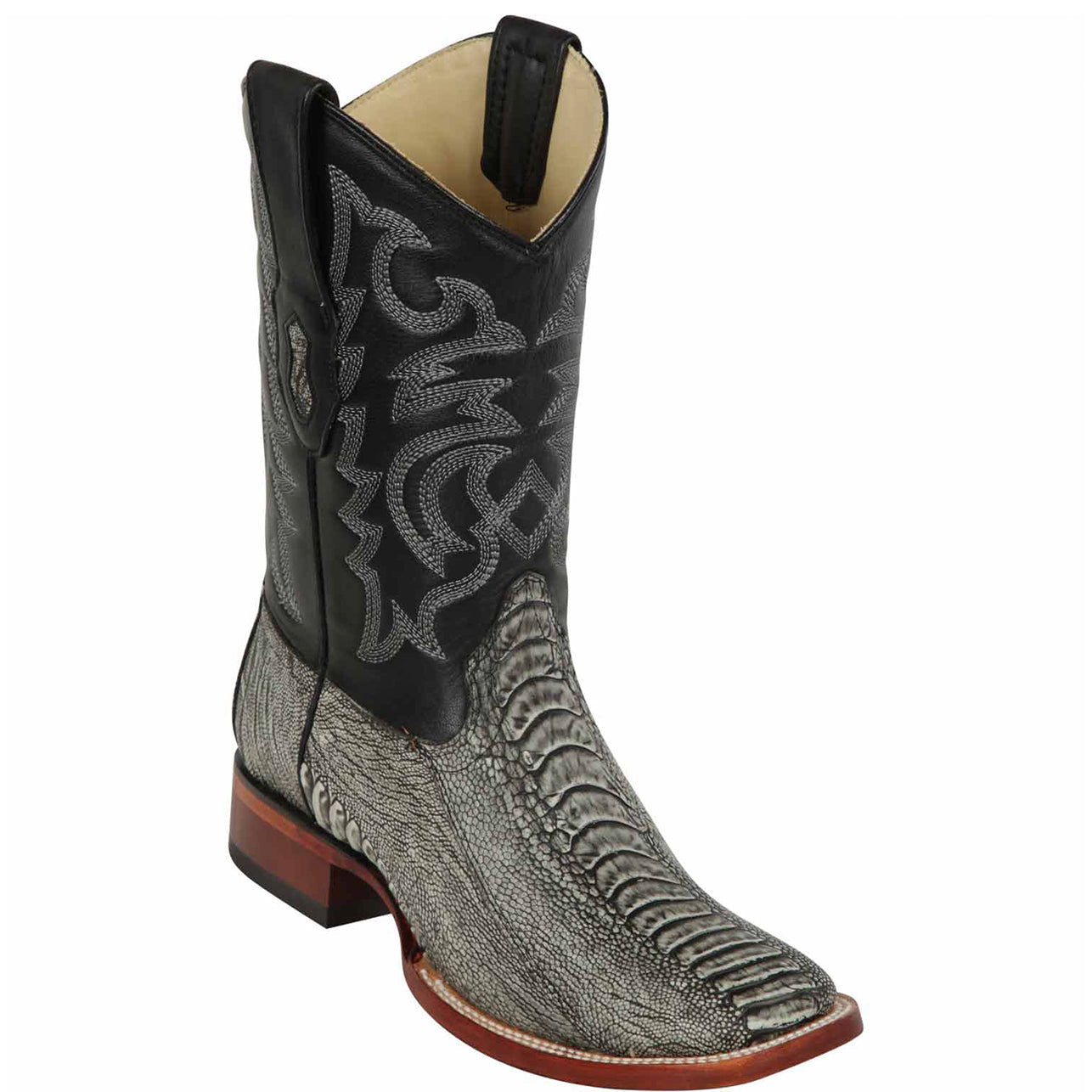 Rustic Black Ostrich Leg Boots - EE