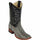 Rustic Black Ostrich Leg Square Toe Cowboy Boot